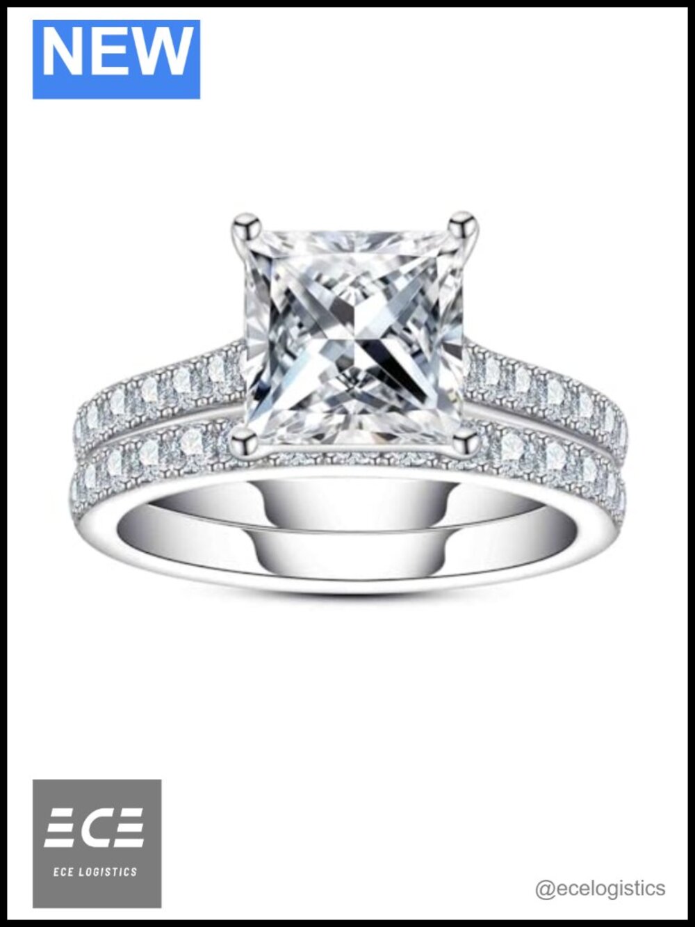 3ct-6ct Cubic Zirconia Wedding Rings Bridal Set Oval Cut 5A Simulated Diamond